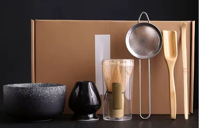 Premium Japanese Matcha Whisk Ceremony Set with Ceramic Bowl