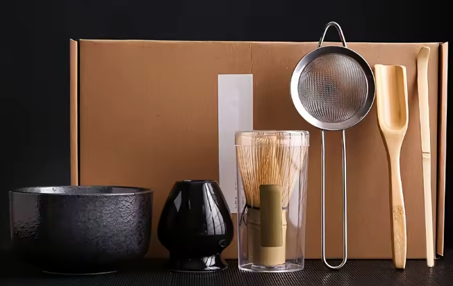 Premium Japanese Matcha Whisk Ceremony Set with Ceramic Bowl