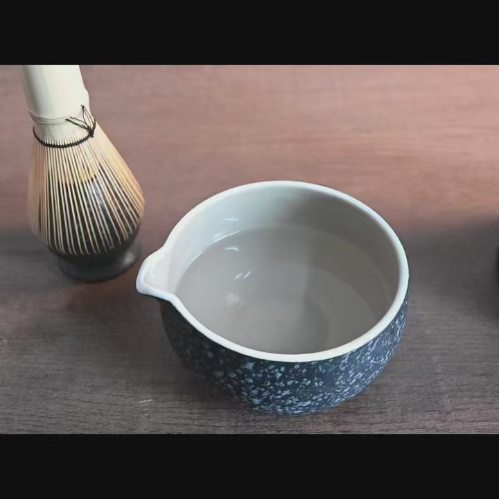 Premium Japanese Matcha Whisk Ceremony Set with Ceramic Bowl