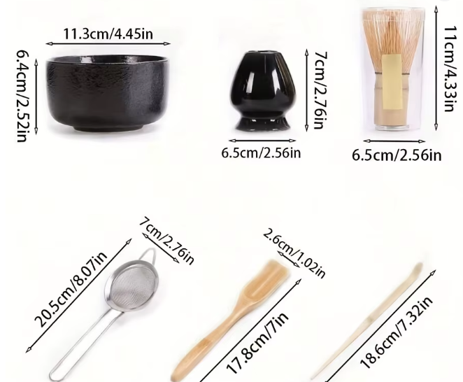Premium Japanese Matcha Whisk Ceremony Set with Ceramic Bowl